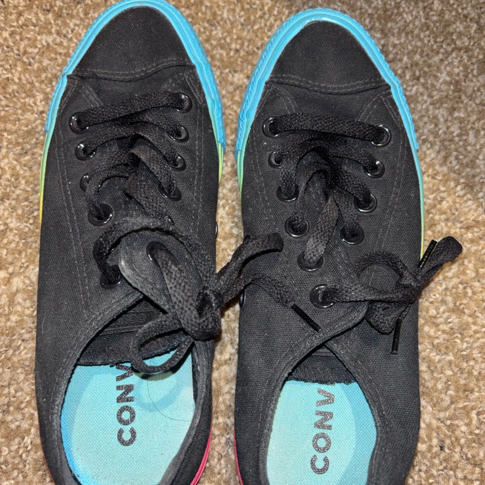 Converse Black Sneakers with Rainbow Accents